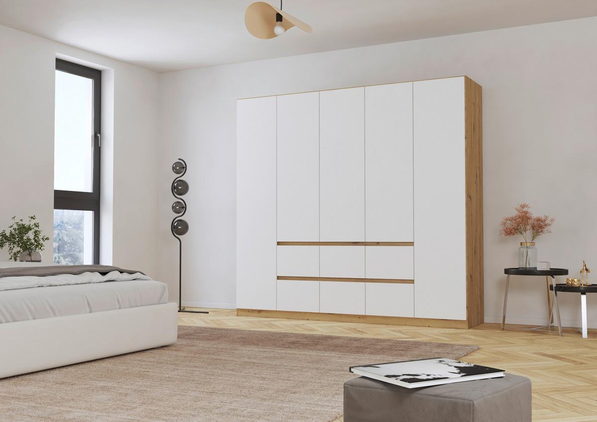 DULAP  USI ROTATIVE MAINZ - alb/stejar Artisan, Basics, material pe bază de lemn (226/210/54cm) - Modern Living