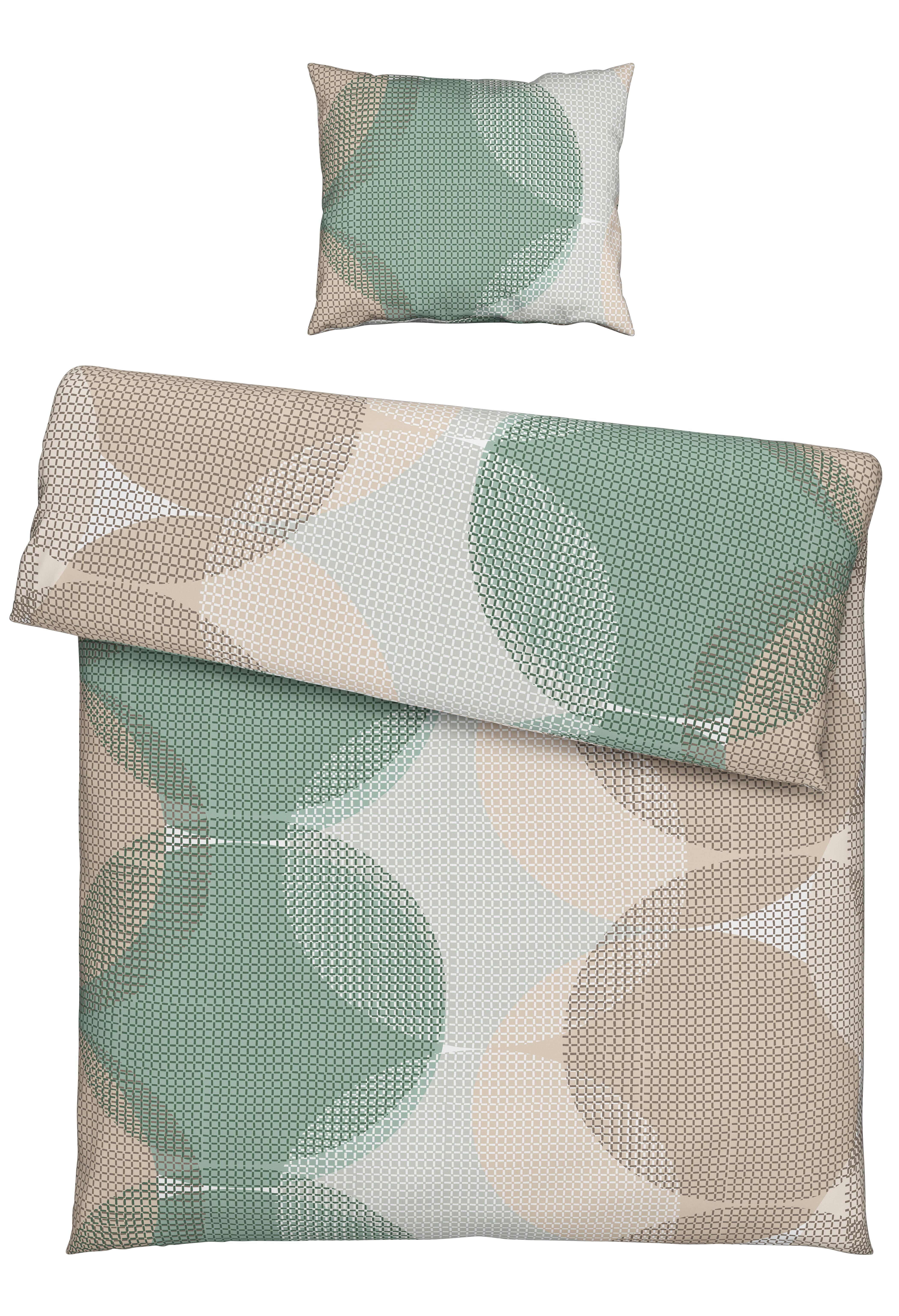 BETTWÄSCHESET CHIARA - Beige/Grün, Natur, Textil (160/210cm) - Modern Living