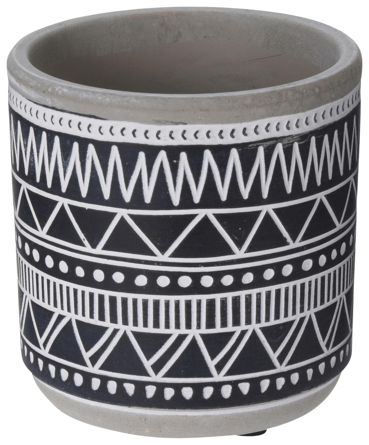 Virágkaspó Aztec - fekete/fehér, kerámia (9,2/9,5cm)