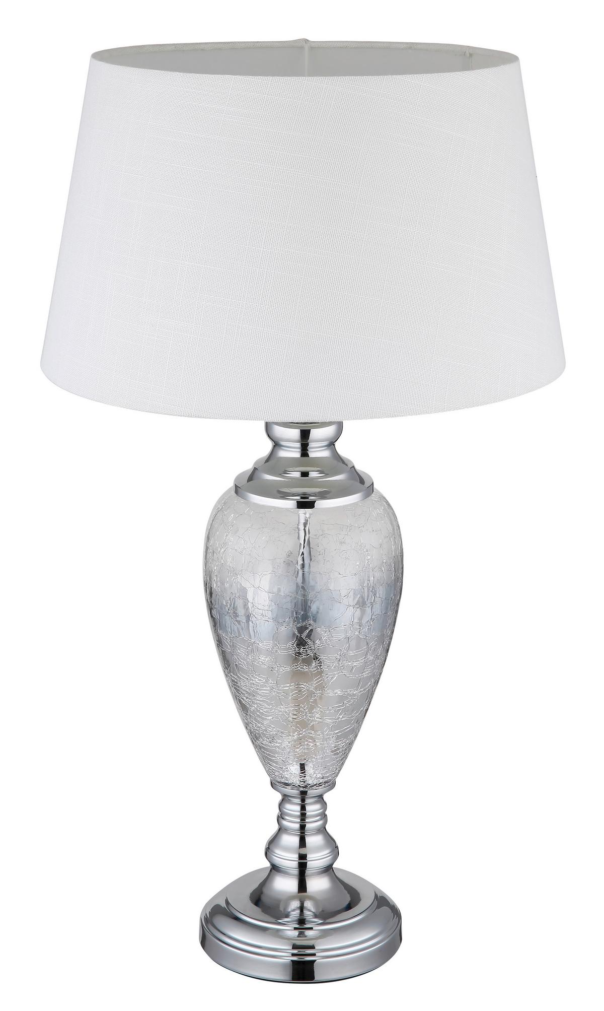 TISCHLEUCHTE 24143W LEILA - Klar/Chromfarben, Konventionell, Glas/Textil (38/66cm) - Globo