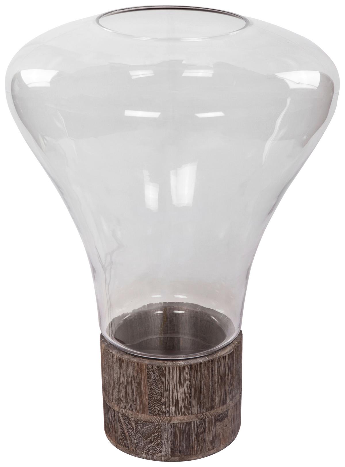 WINDLICHT ERIS - Grau, Lifestyle, Glas/Holzwerkstoff (31/38cm) - Kayoom