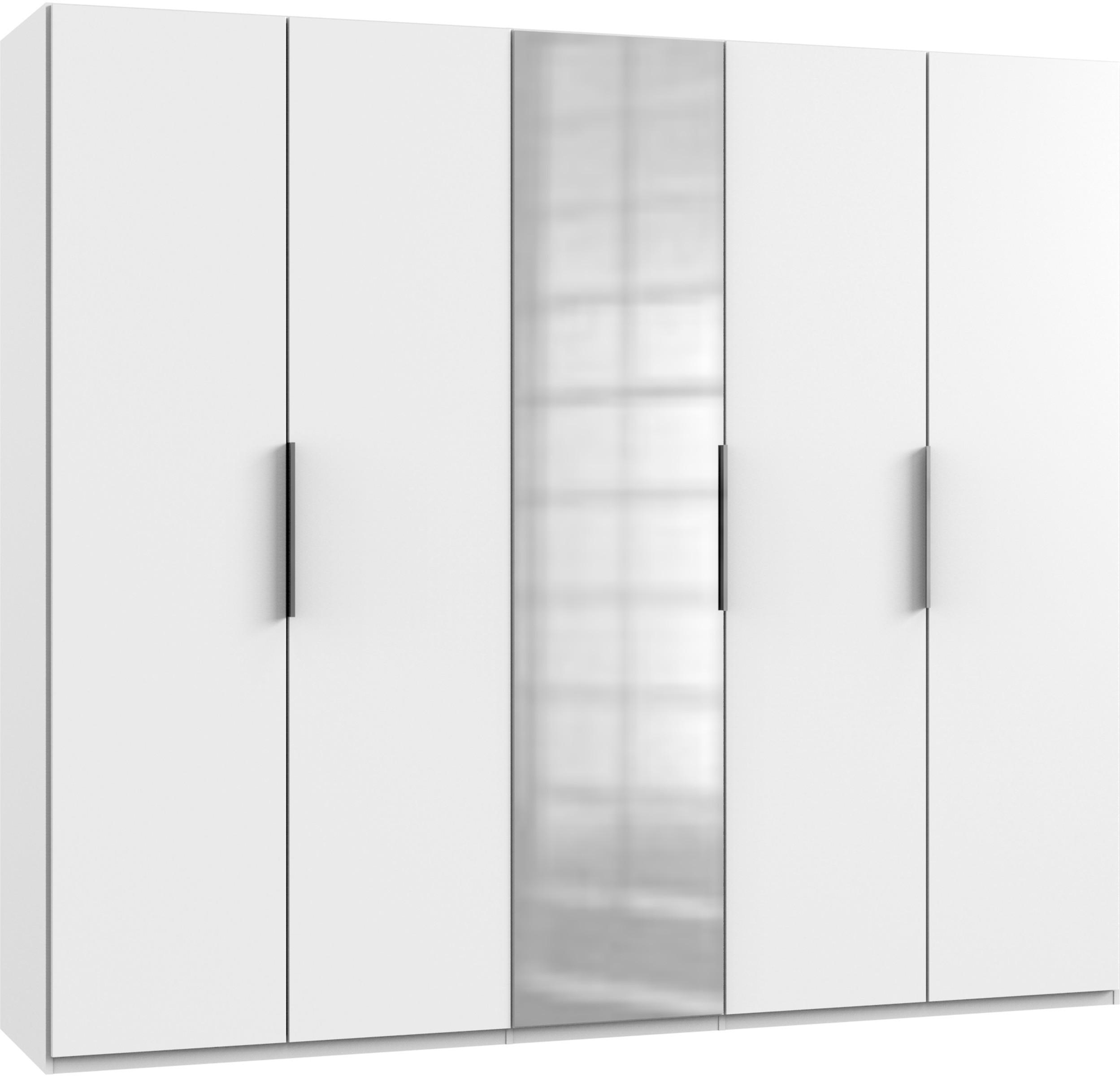 Drehtürenschrank Level 36A mit Spiegel ca. 250 cm Weiß - Chromfarben/Weiß, MODERN, Holzwerkstoff (250/216/58cm) - MID.YOU