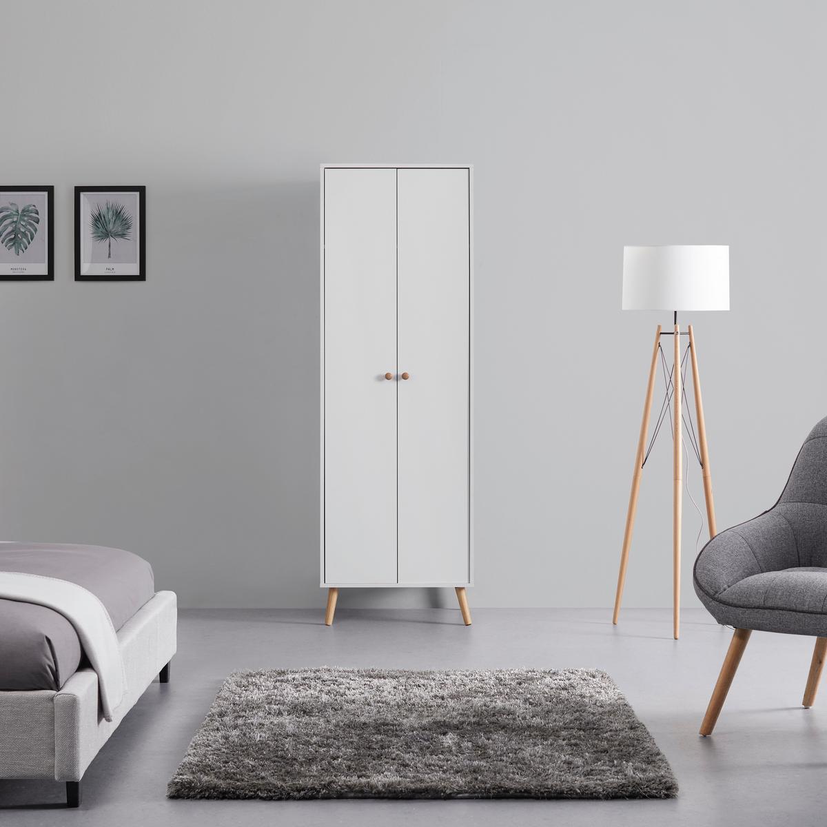 DREHTÜRENSCHRANK in Weiss "Ludo" - Weiss/Naturfarben, Modern, Holz/Metall (60/180/40cm) - Bessagi Home
