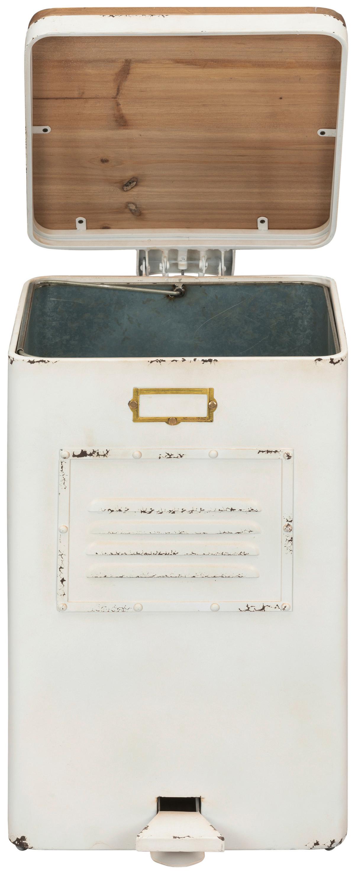 KOSZ NA ODPADY OFFICE - kolor naturalny/biały, Konventionell, metal/drewno (35/63/45.5cm) - Livetastic