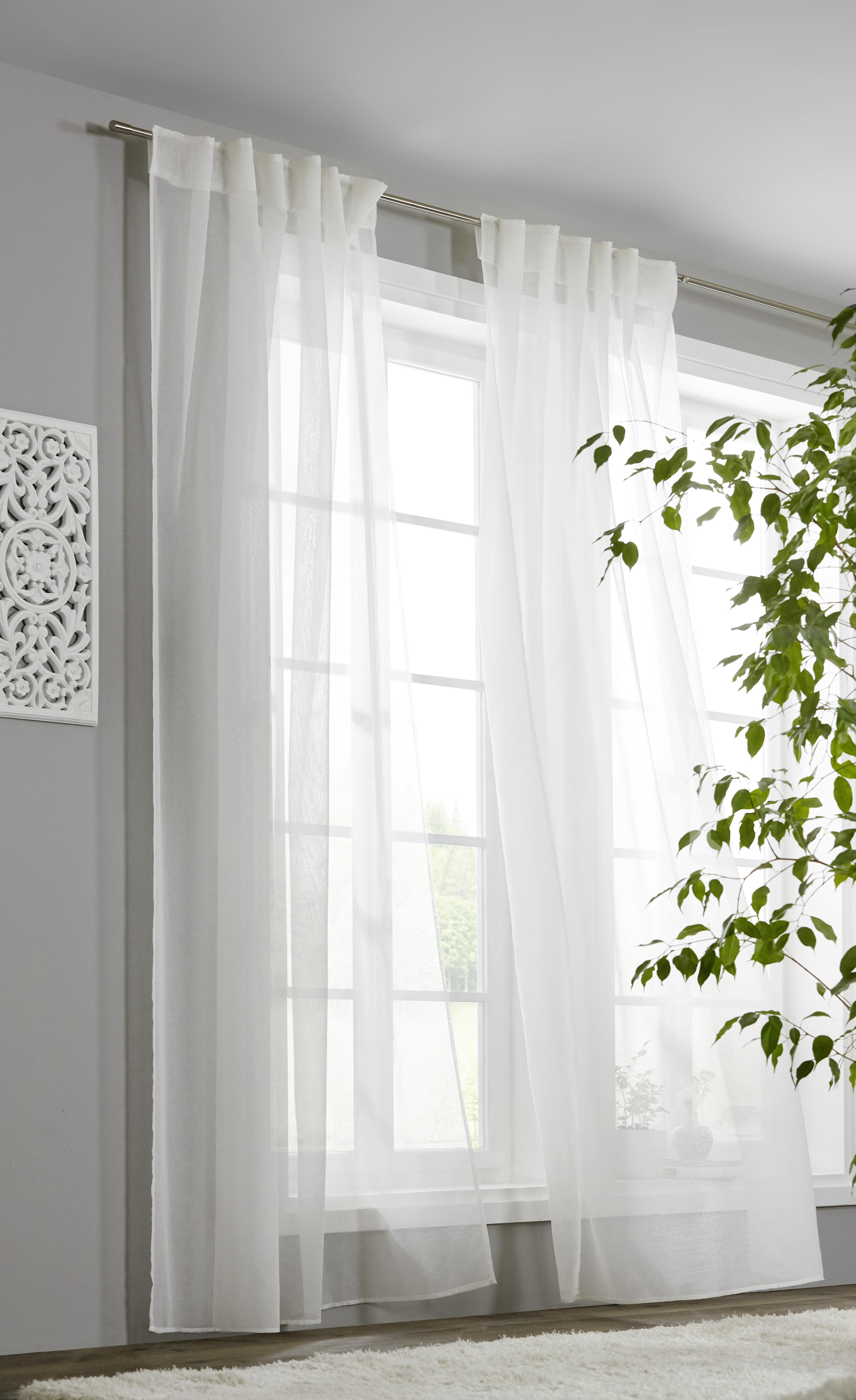 Kombivorhang Leo in Transparent, 2 Stk. - Weiss, Konventionell, Textil (140/255cm) - Premium Living