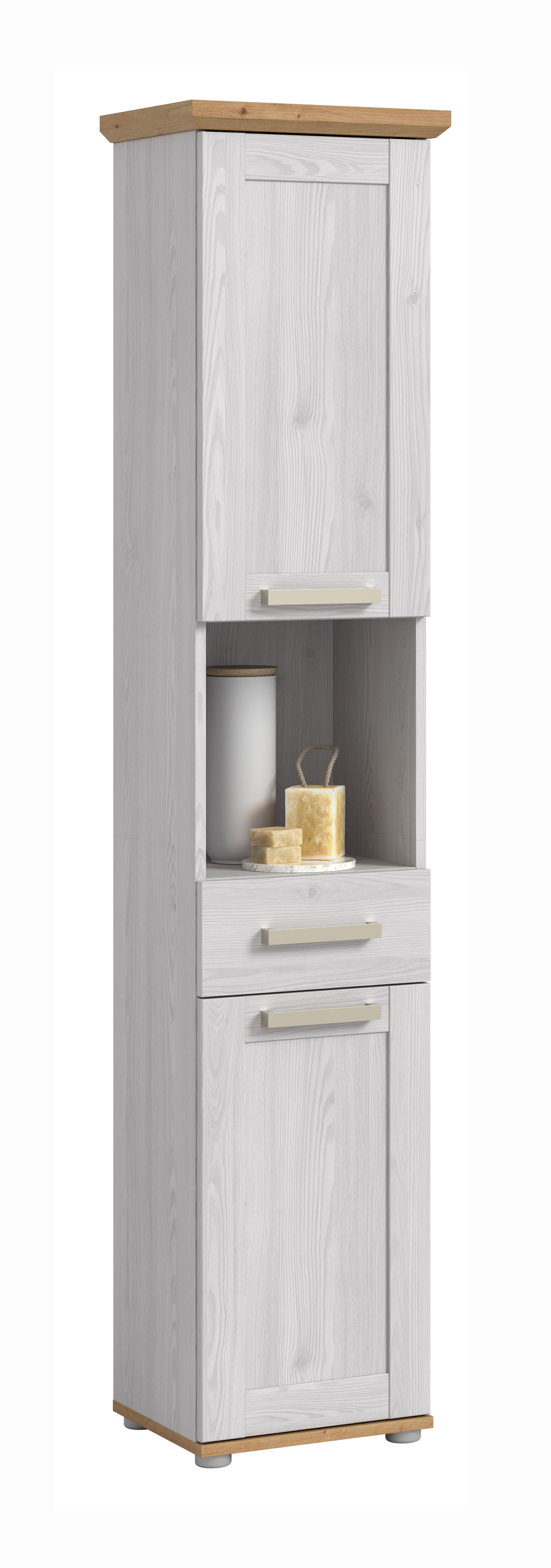 Hochschrank Verona Lärchenfarben/Eiche Artisan - Silberfarben/Lärchefarben, Trend, Holzwerkstoff/Kunststoff (39/187/34cm) - MID.YOU