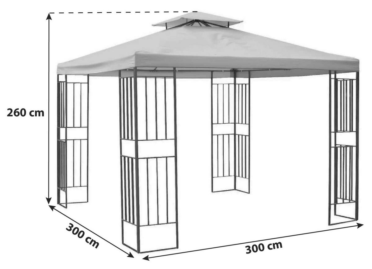 Pavillon Amazonas Beige/Schwarz - Beige, Basics, Kunststoff (300/260/300cm) - Gardenson