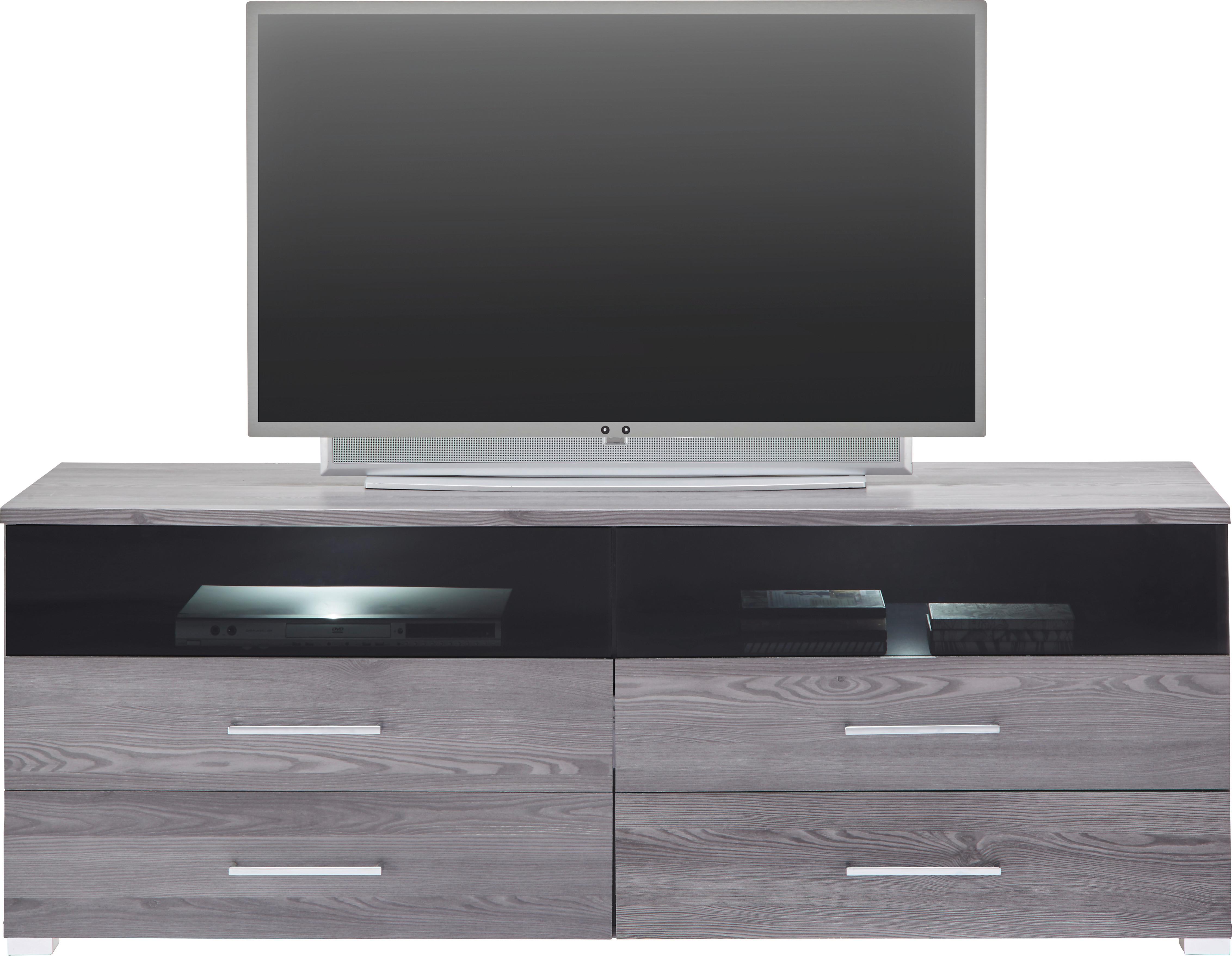 TV-Element in Lärchegrau inkl Beleuchtung - Chromfarben/Silberfarben, MODERN, Holzwerkstoff/Kunststoff (160/59/45cm) - Premium Living