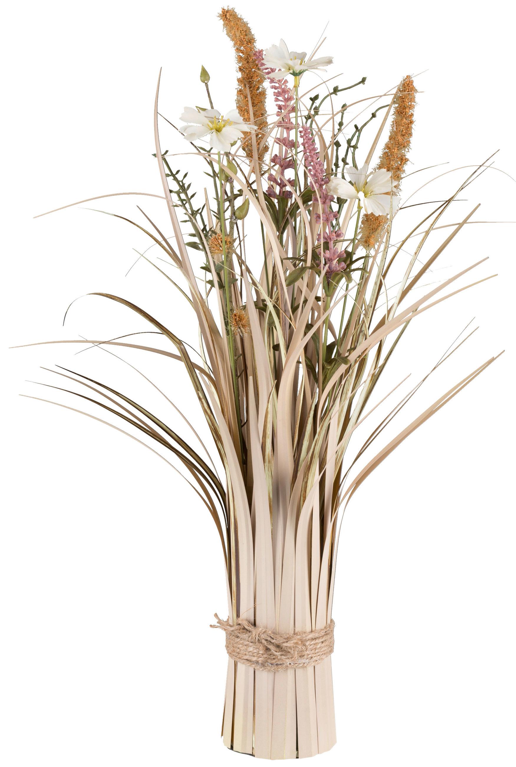 Plantă decorativă Grasbusch I - alb, Konventionell, plastic (48cm) - Modern Living