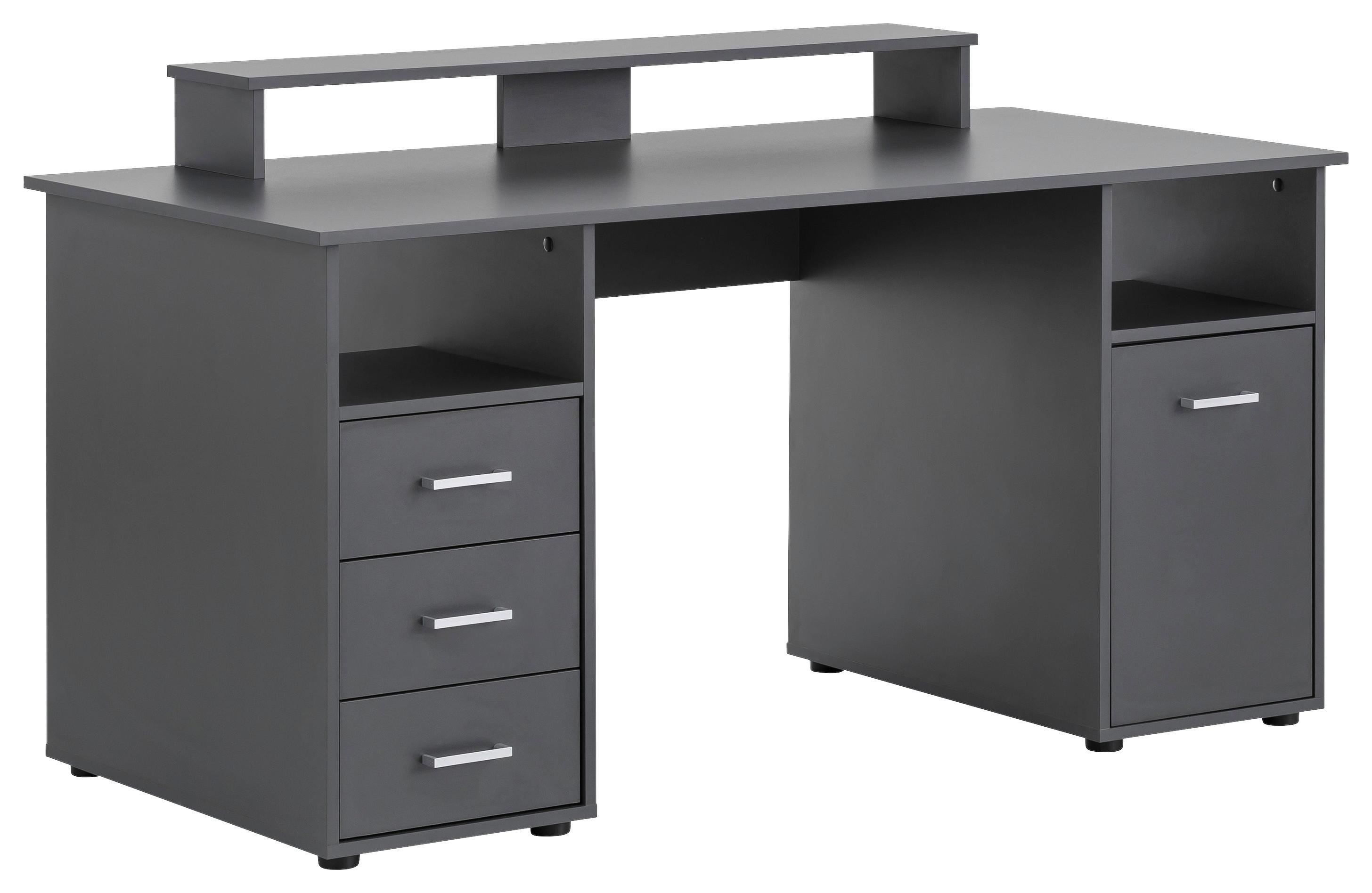 Schreibtisch B 70 cm H 70 cm Niels, Anthrazit - Anthrazit/Silberfarben, MODERN, Holzwerkstoff/Kunststoff (150/70/70cm)