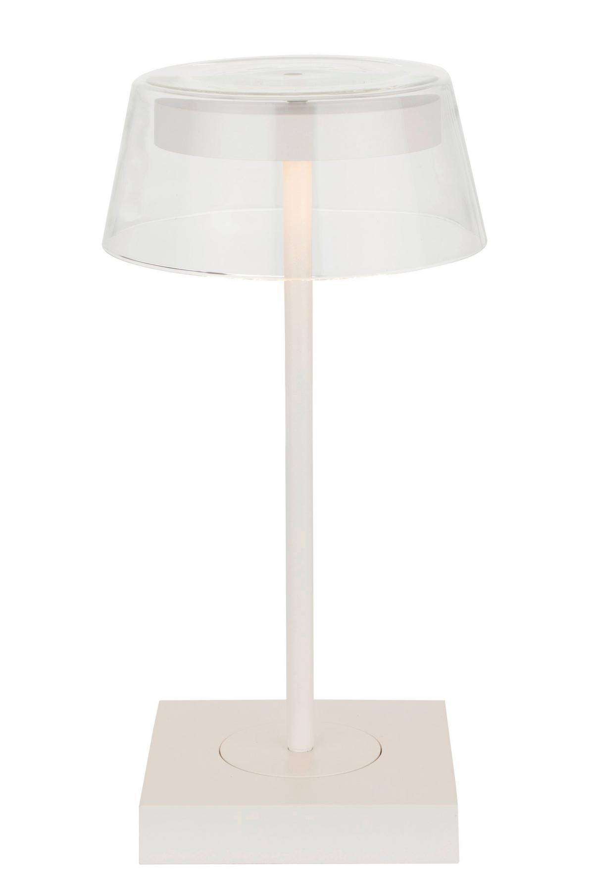 LAMPA STOŁOWA Z AKUMULATOREM CLEAR - biały, Design, metal/szkło (13,7/27cm) - Dieter Knoll