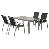 GARTENSET AMALFI - Silberfarben/Schwarz, MODERN, Textil/Metall - Gardenson