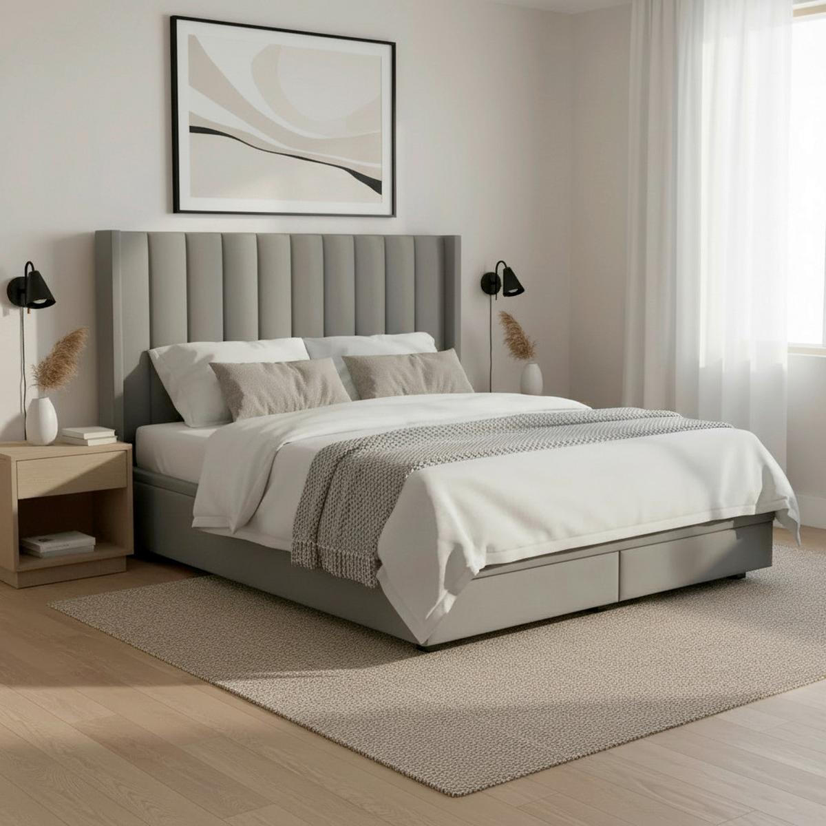 Kárpitozott Ágy Maya - szürke, Modern, textil/fa (180/200cm) - Bessagi Home