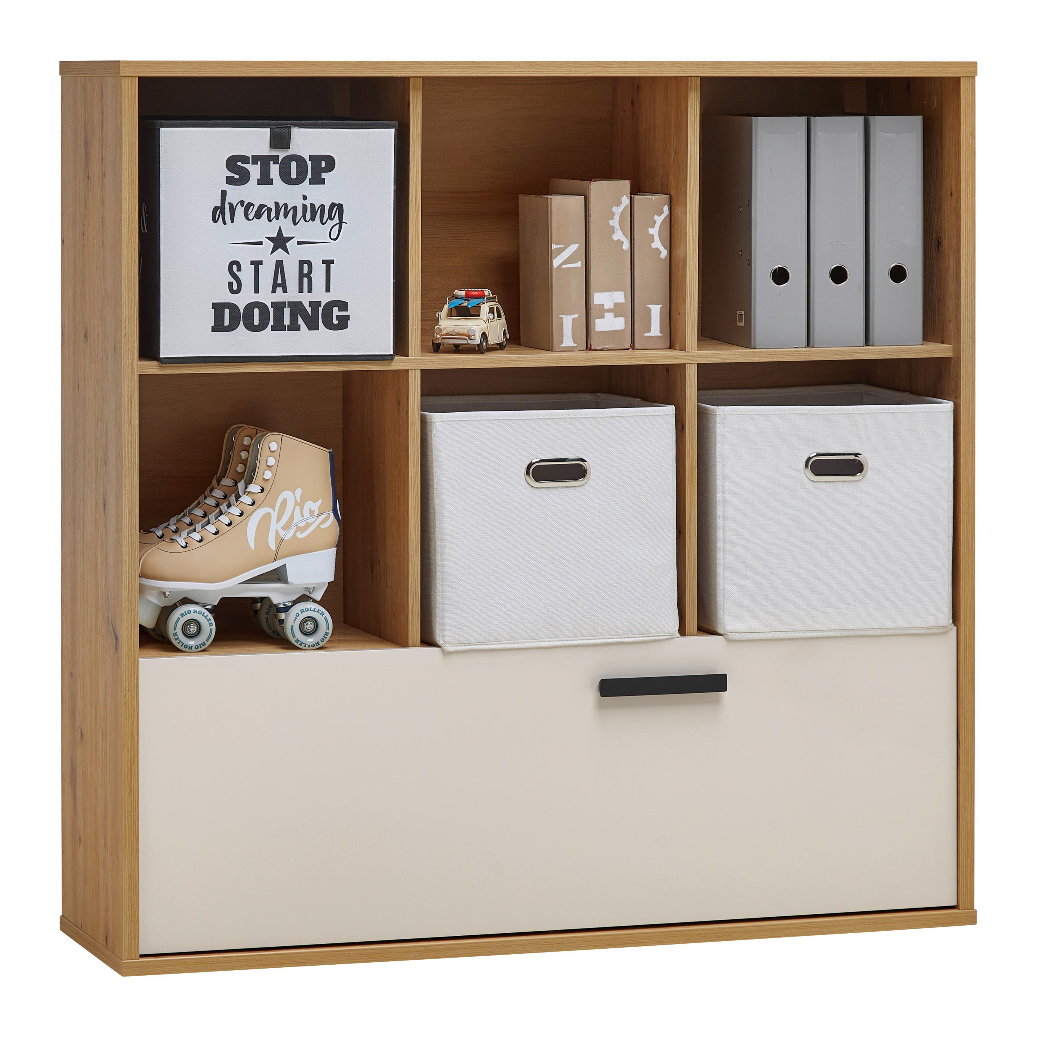 Regal Casa Mia Kaschmir/Eiche Artisan - Kaschmir/Anthrazit, KONVENTIONELL, Holzwerkstoff/Metall (120/121/36cm) - Mömax