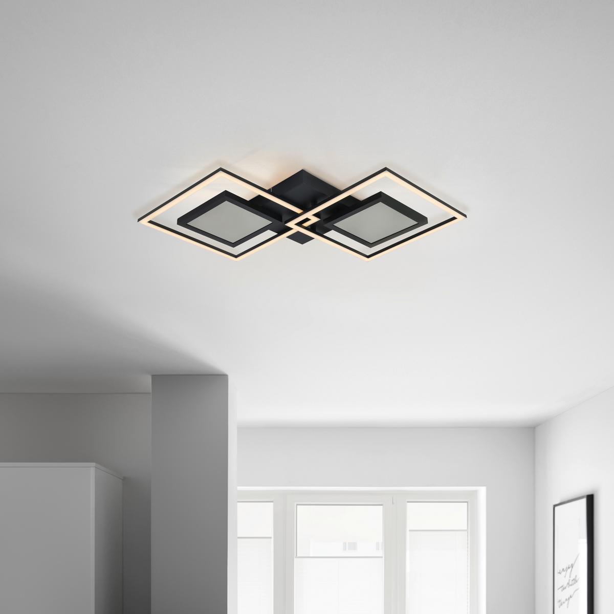 Stropna Led-svetilka Preceval - črna, kovina/umetna masa (41,8/75,3/6,7cm) - Premium Living