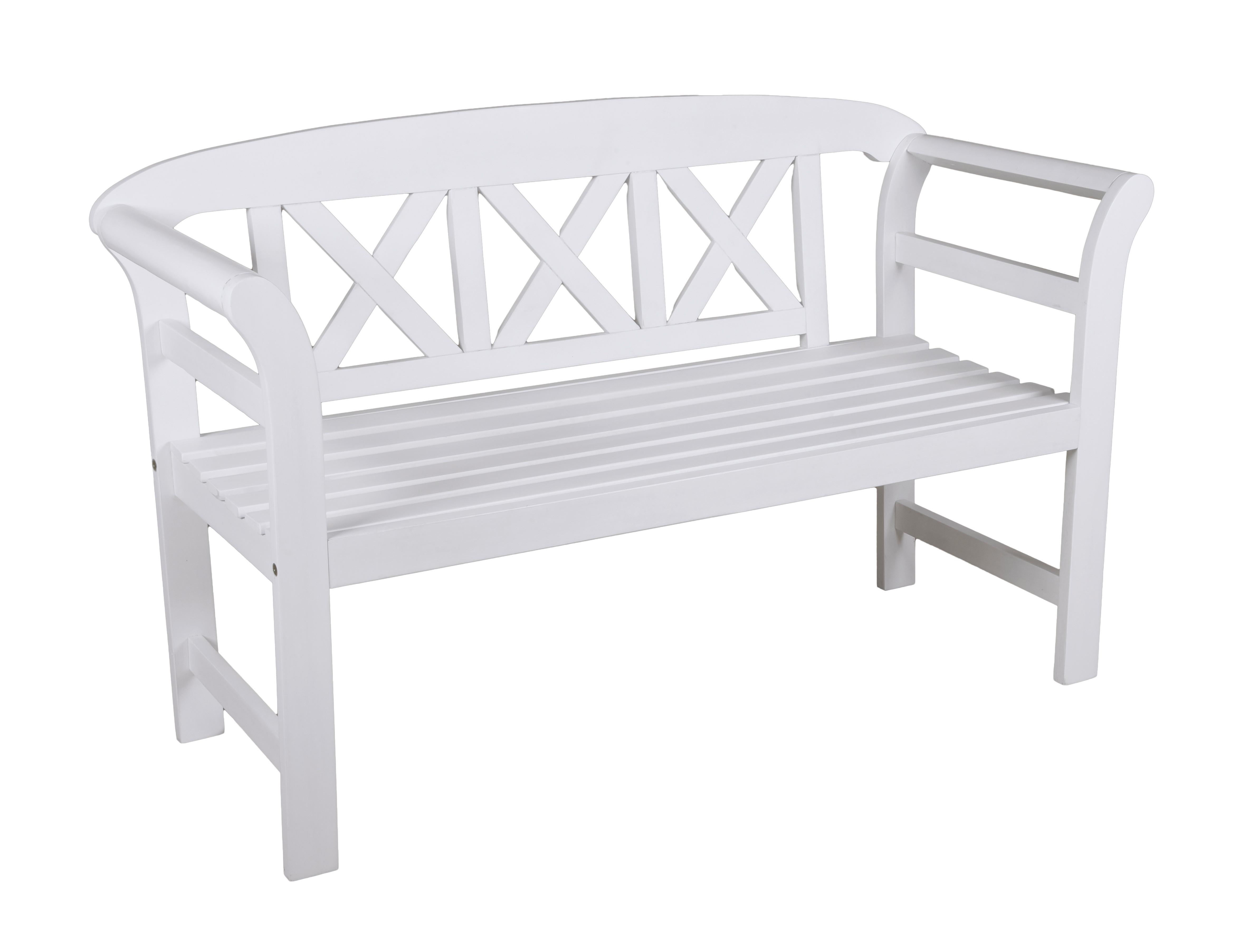 Gartenbank Vancouver Weiß ca. 128x80x51 cm Holz - Eukalyptusholzfarben, Basics, Holz (128/80/51cm) - Gardenson