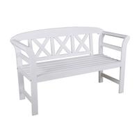 Gartenbank Vancouver Weiß ca. 128x80x51 cm Holz - Eukalyptusholzfarben, Basics, Holz (128/80/51cm) - Gardenson