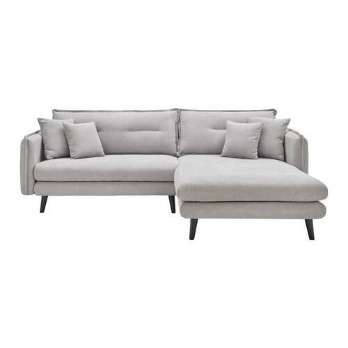 Wohnlandschaft Dajana Hellgrau Webstoff - Hellgrau/Schwarz, MODERN, Holz/Textil (251/102/173cm) - Bessagi Home
