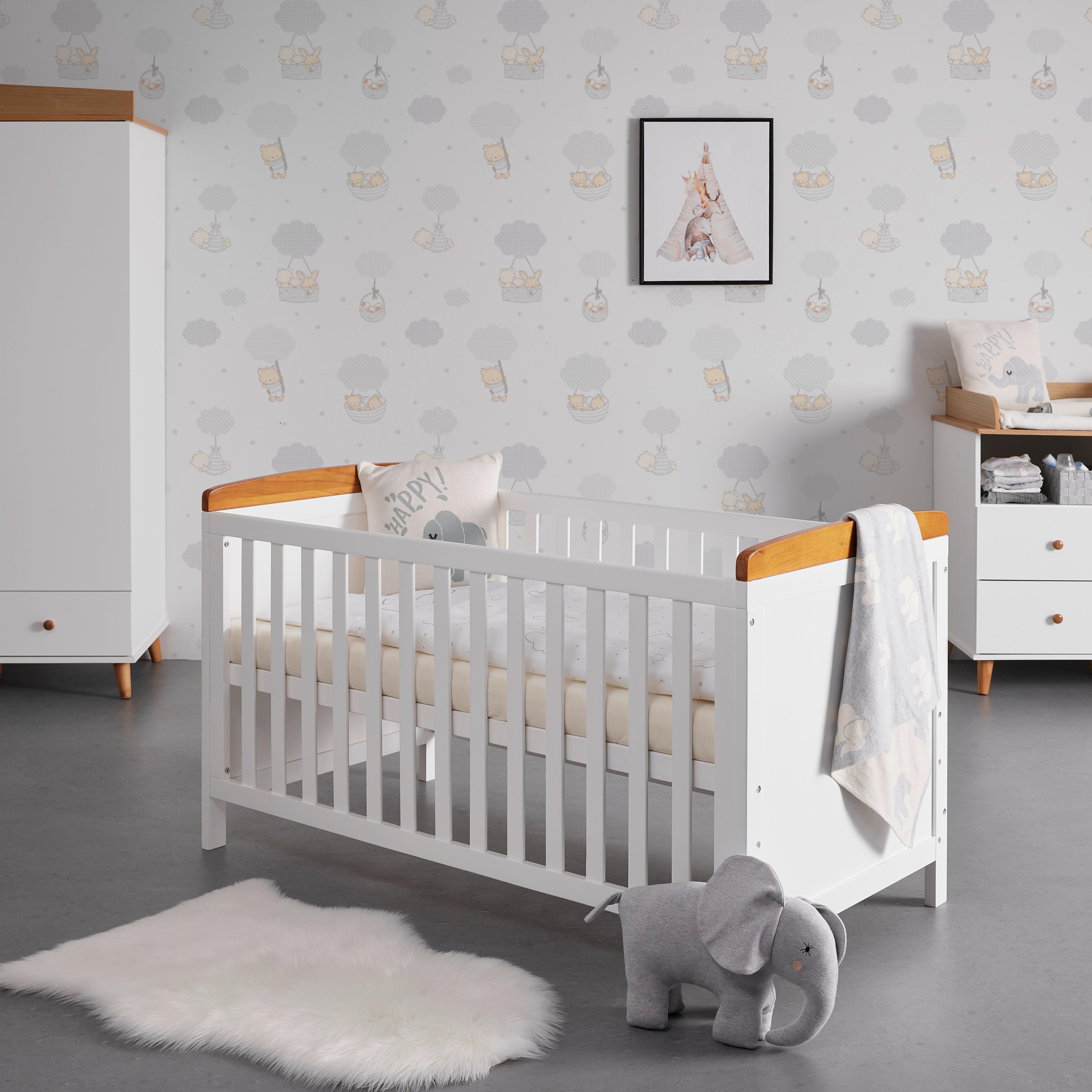 Gitterbett Lou Weiß ca. 70x140cm massivholz - Weiß/Kieferfarben, MODERN, Holz (144/75cm) - Bessagi Kids