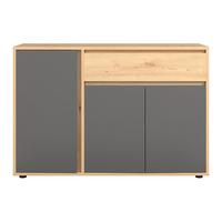 Široka Komoda Caneva, Barva Hrasta, Antracit - črna/antracit, Moderno, umetna masa/leseni material (128/86/40,3cm) - Modern Living