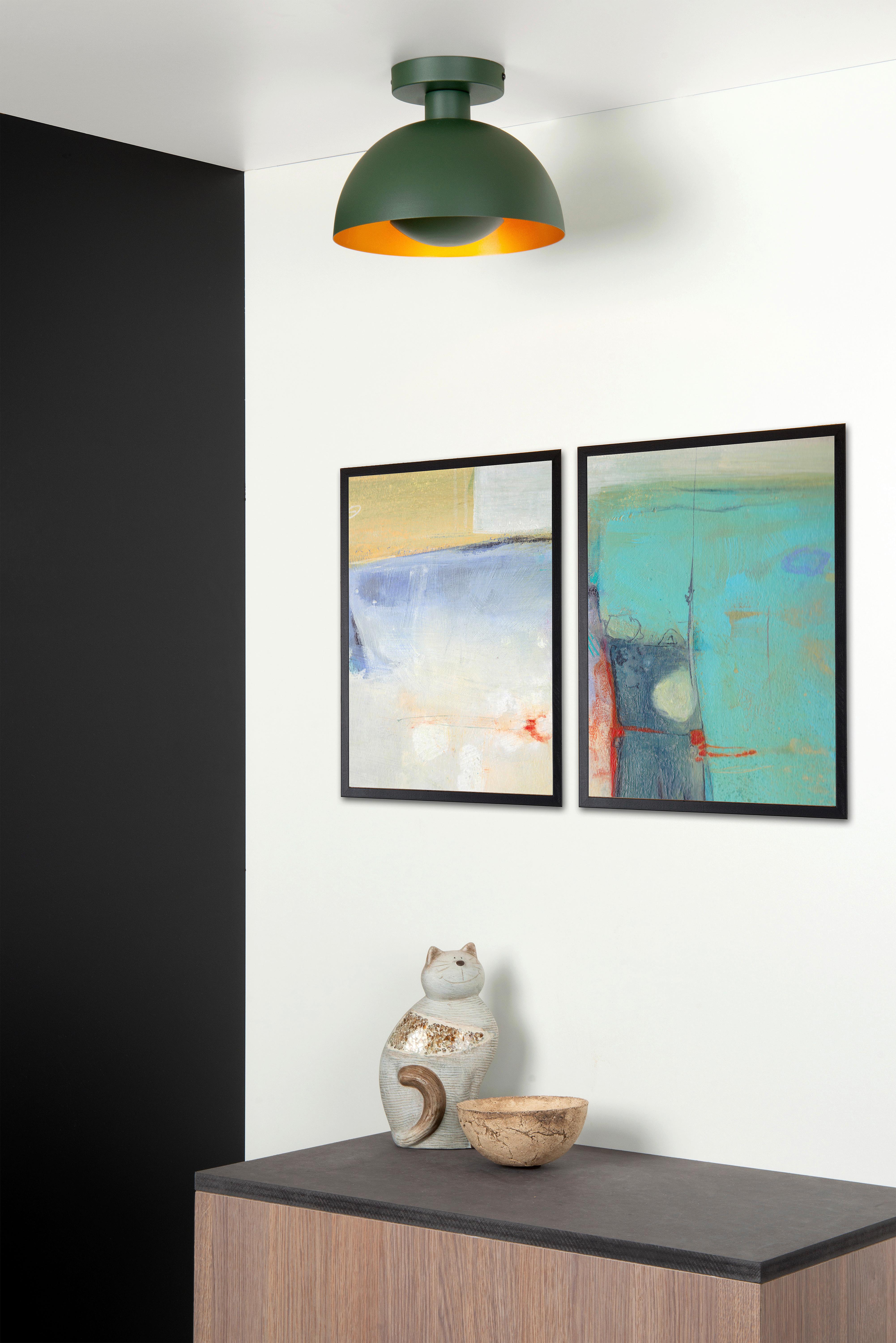 LAMPA SUFITOWA 45196/01/33 SIEMON - zielony/kolor mosiężny, Design, metal (25/19cm) - Lucide