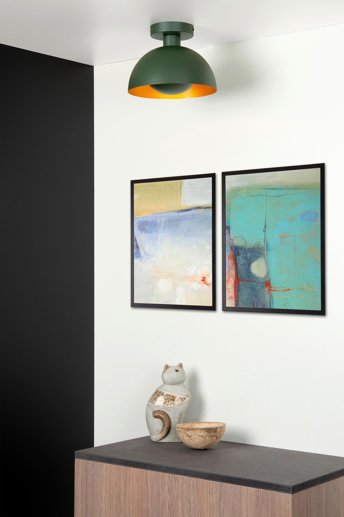 LAMPA SUFITOWA 45196/01/33 SIEMON - zielony/kolor mosiężny, Design, metal (25/19cm) - Lucide