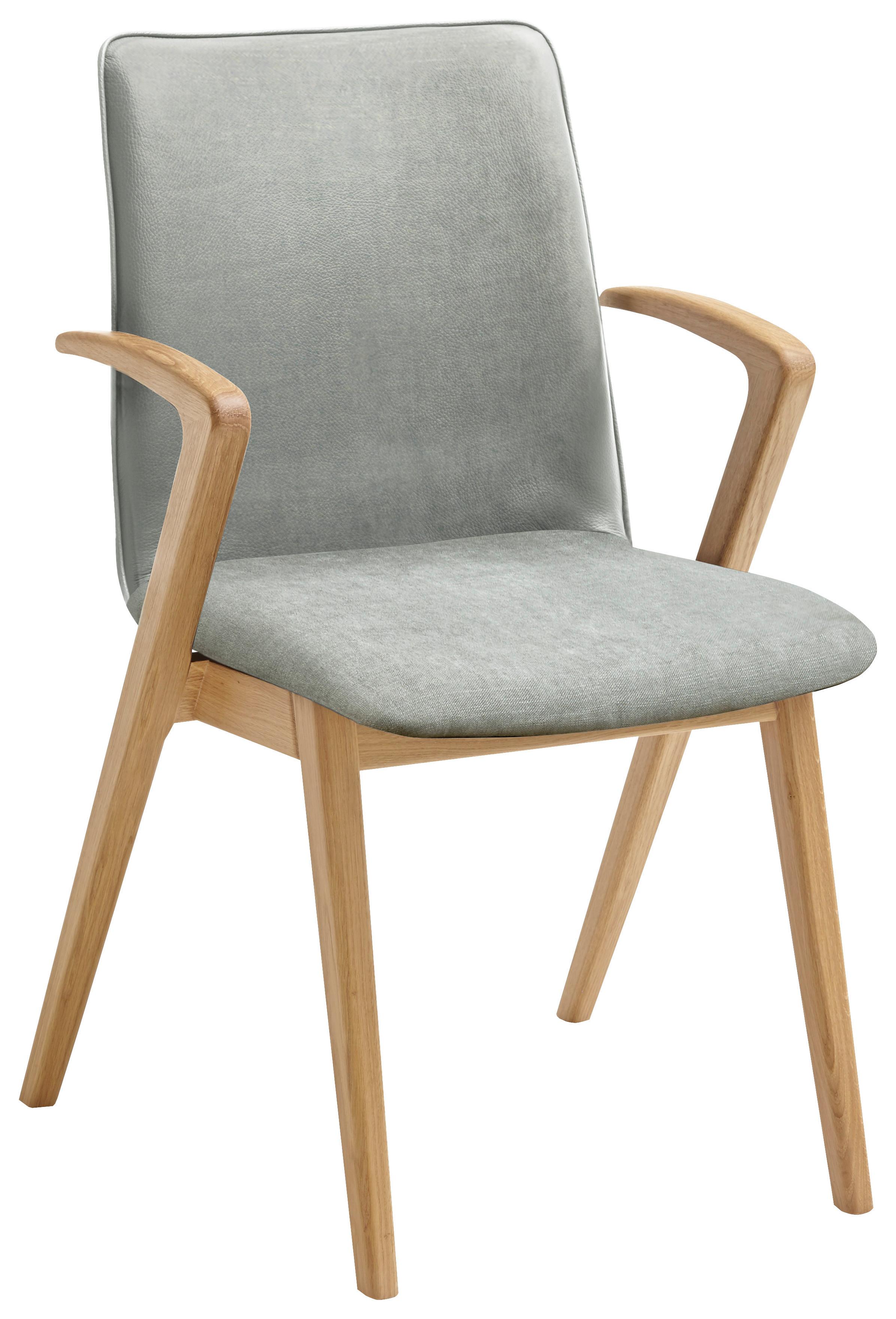 KRZESŁO Z PODŁOKIETNIKAMI BAROLA - kolor dębowy/jasnozielony, Design, drewno/tkanina (54/86/62cm) - Venjakob