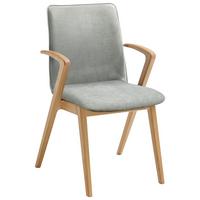 KRZESŁO Z PODŁOKIETNIKAMI BAROLA - kolor dębowy/jasnozielony, Design, drewno/tkanina (54/86/62cm) - Venjakob