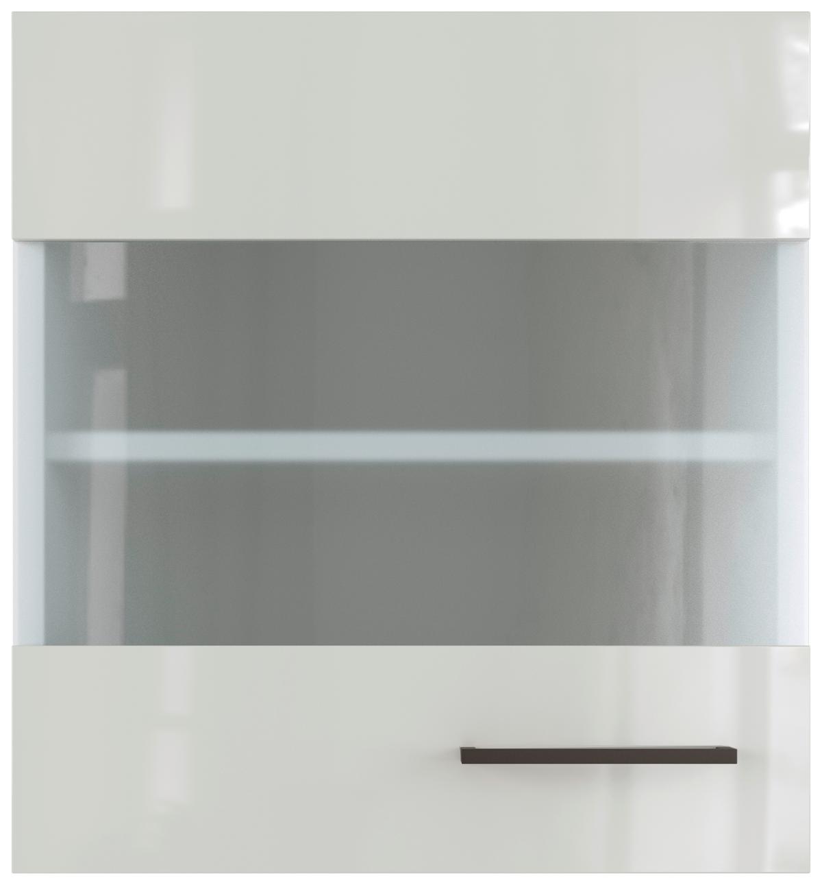 Küchenoberschrank in Lichtgrau glänzend - Schwarz/Grau, MODERN, Holzwerkstoff/Metall (50/54/32cm) - FlexWell