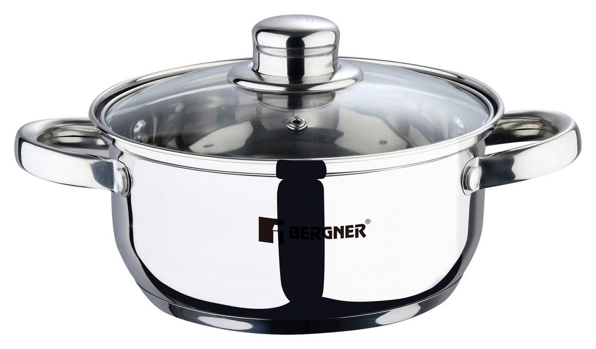 Kochtopfset Viena Silberfarben, 8-teilig - Transparent/Silberfarben, KONVENTIONELL, Glas/Metall (42.2/24.2/15.7cm) - BERGNER