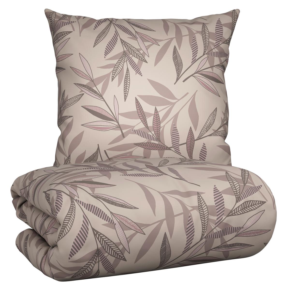Bettwäsche Stitched Leaves Beige/Mauve ca. 135x200cm - Beige/Mauve, Textil (135/200cm) - Modern Living