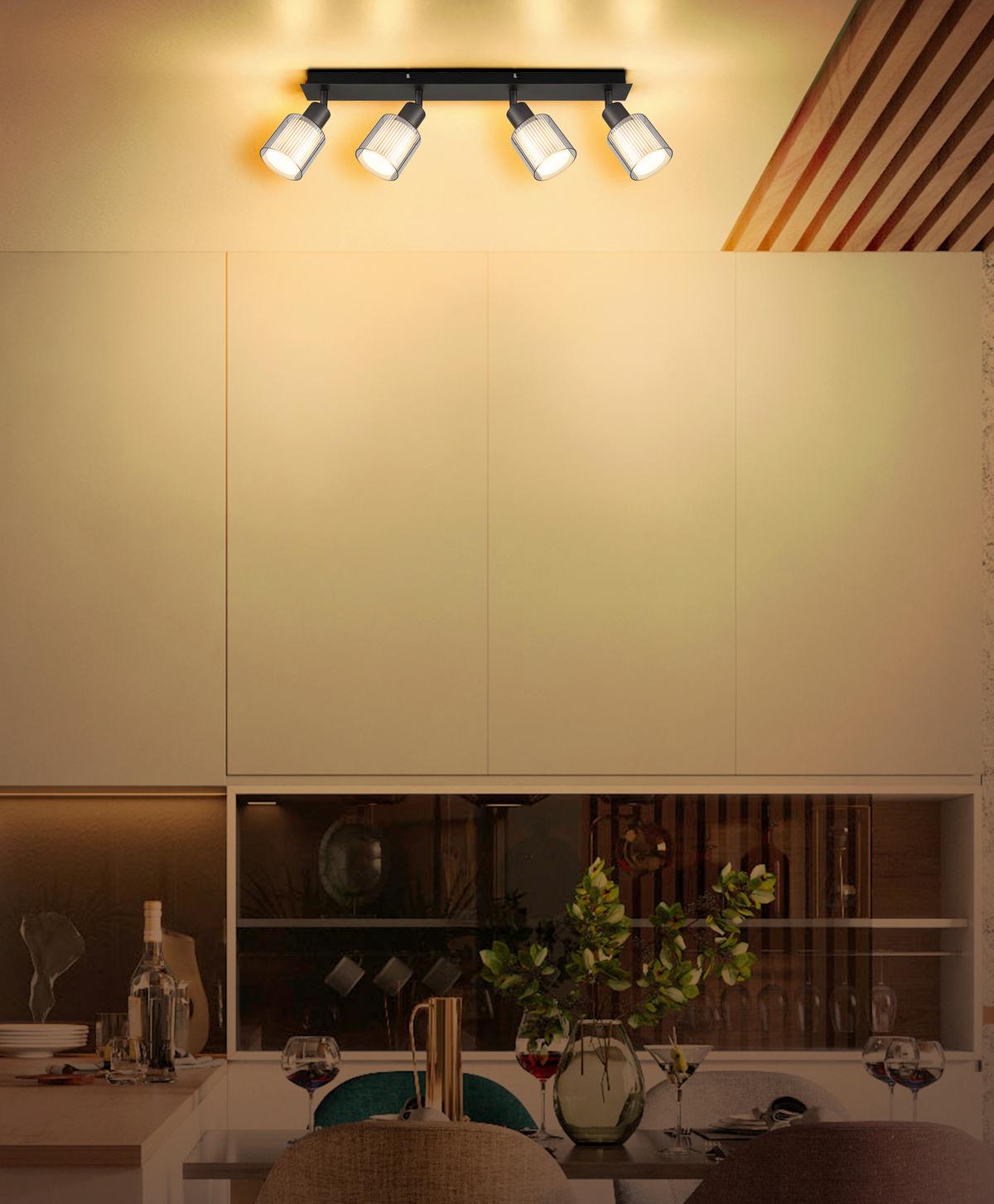 Reflektor 54456-4 Villegas - bijela/crni krom, Basics, staklo/metal (56/8/18,6cm) - Globo