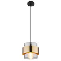 Hängeleuchte Milley Klar/Schwarz max. 60 Watt - Klar/Messingfarben, Design, Glas/Metall (18/120cm) - Globo