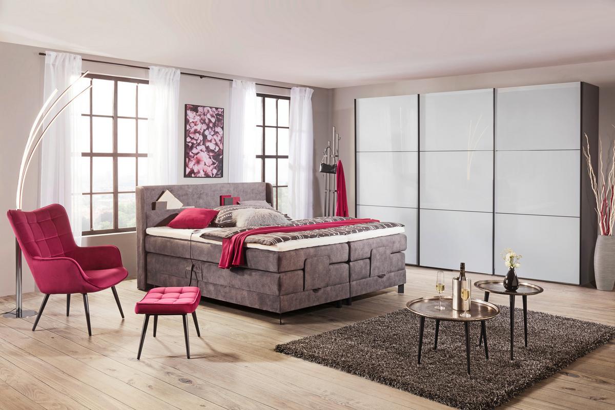 Schwebetürenschrank in Grau - Schwarz, MODERN, Glas/Holzwerkstoff (298/222/68cm) - Premium Living