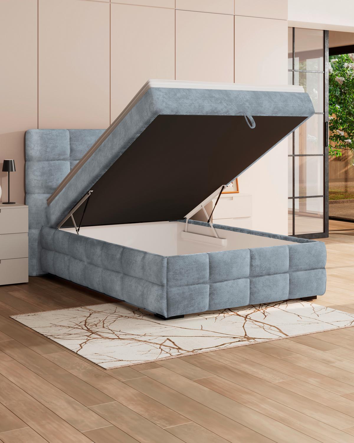 PAT BOX VEGA - albastru deschis/verde, Trend, lemn/textil (140/200cm) - Modern Living