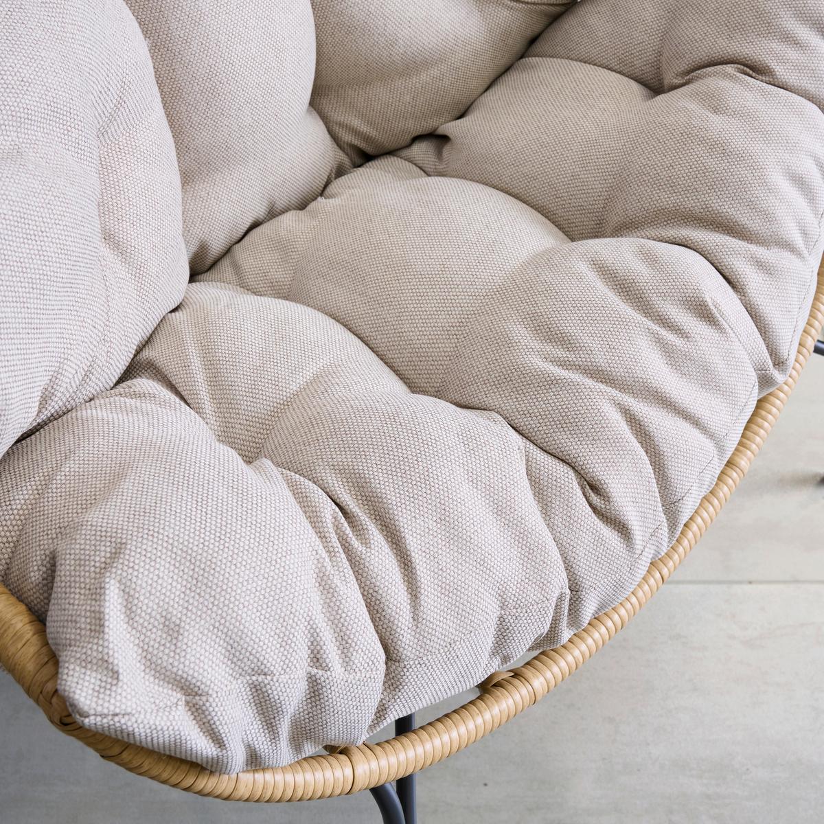 Gartenmuschel Marike in Natur/Schwarz/Beige - Beige/Schwarz, Modern, Kunststoff/Textil (98/146/95cm) - Mömax