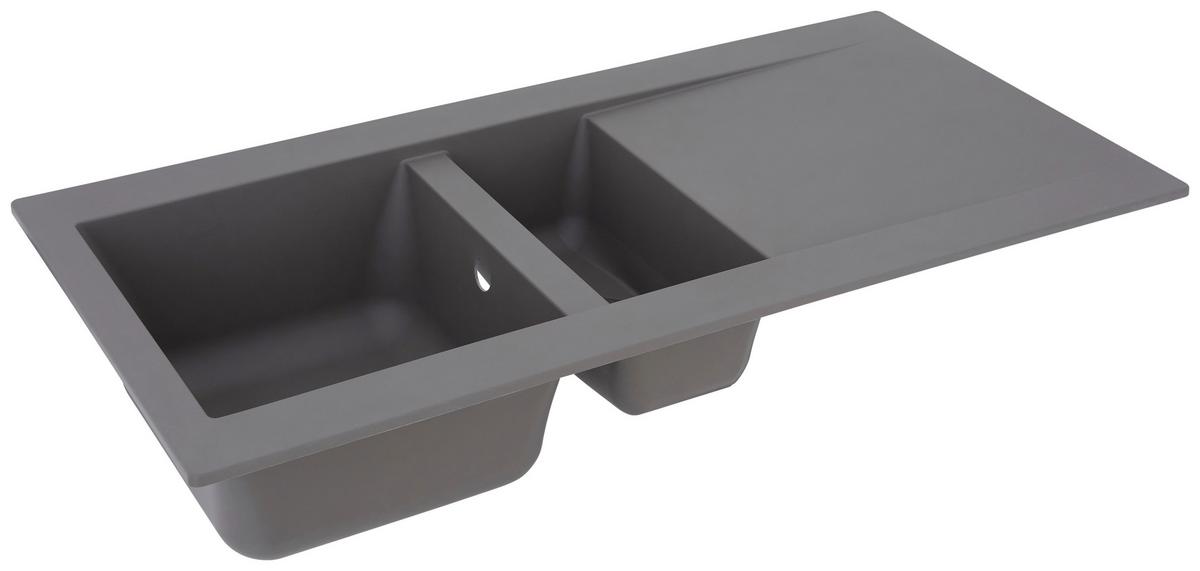 Einbauspüle Denver ca. 100x20x50 cm Grau - Grau, Trend, Glas/Kunststoff (100/20/50cm) - Respekta