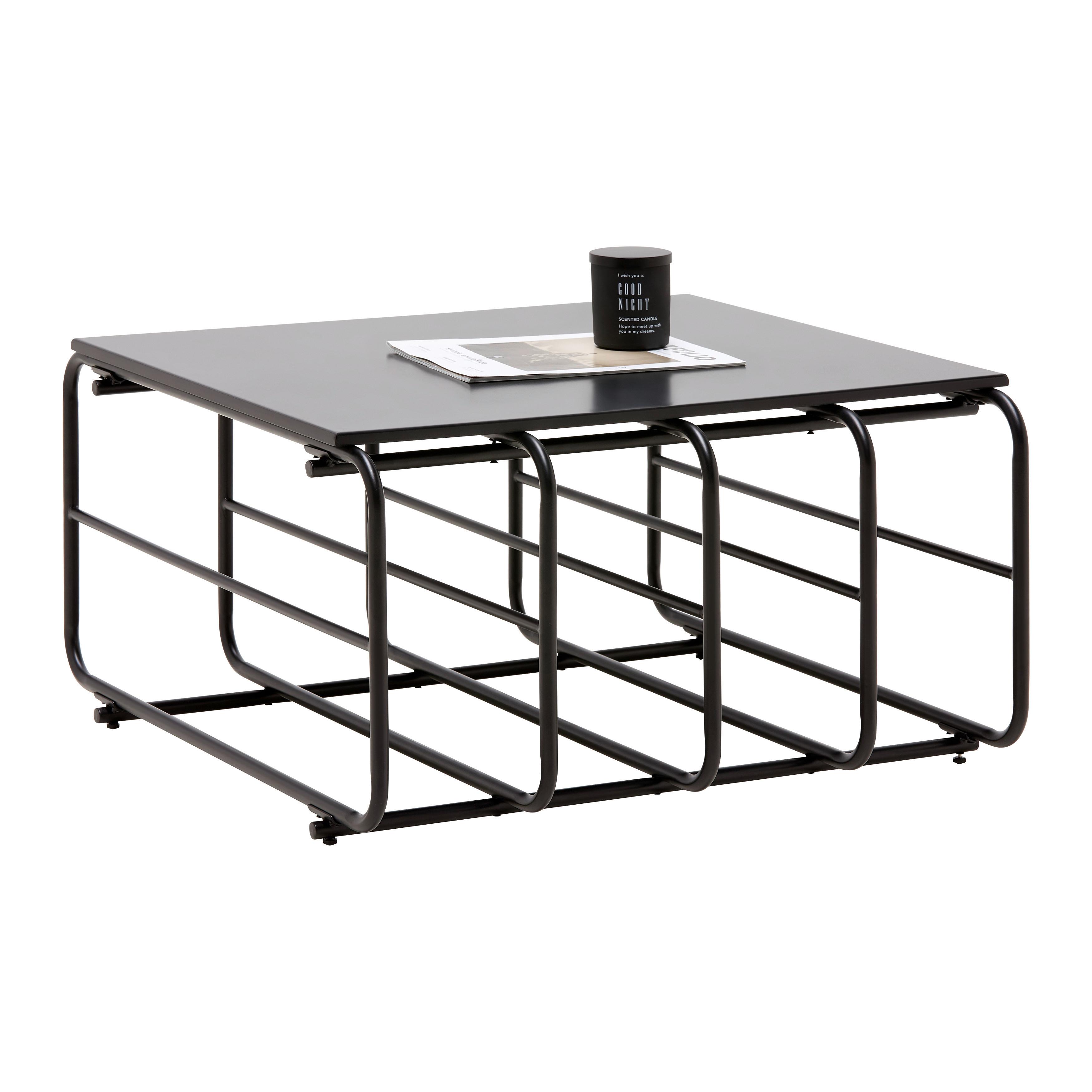 Dohányzóasztal Pipe - fekete, Modern, faalapú anyag/fém (70/38/70cm) - Mömax