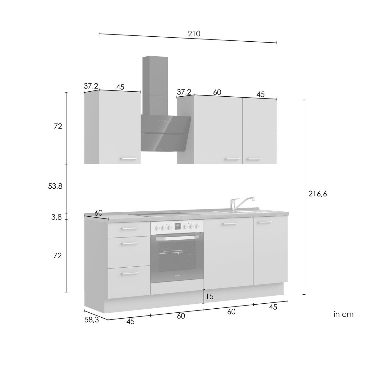 Küchenleerblock Senso High o. Geräte Olivgrün - Eichefarben/Schwarz, ROMANTIK / LANDHAUS, Holzwerkstoff/Metall (210cm) - Nobilia