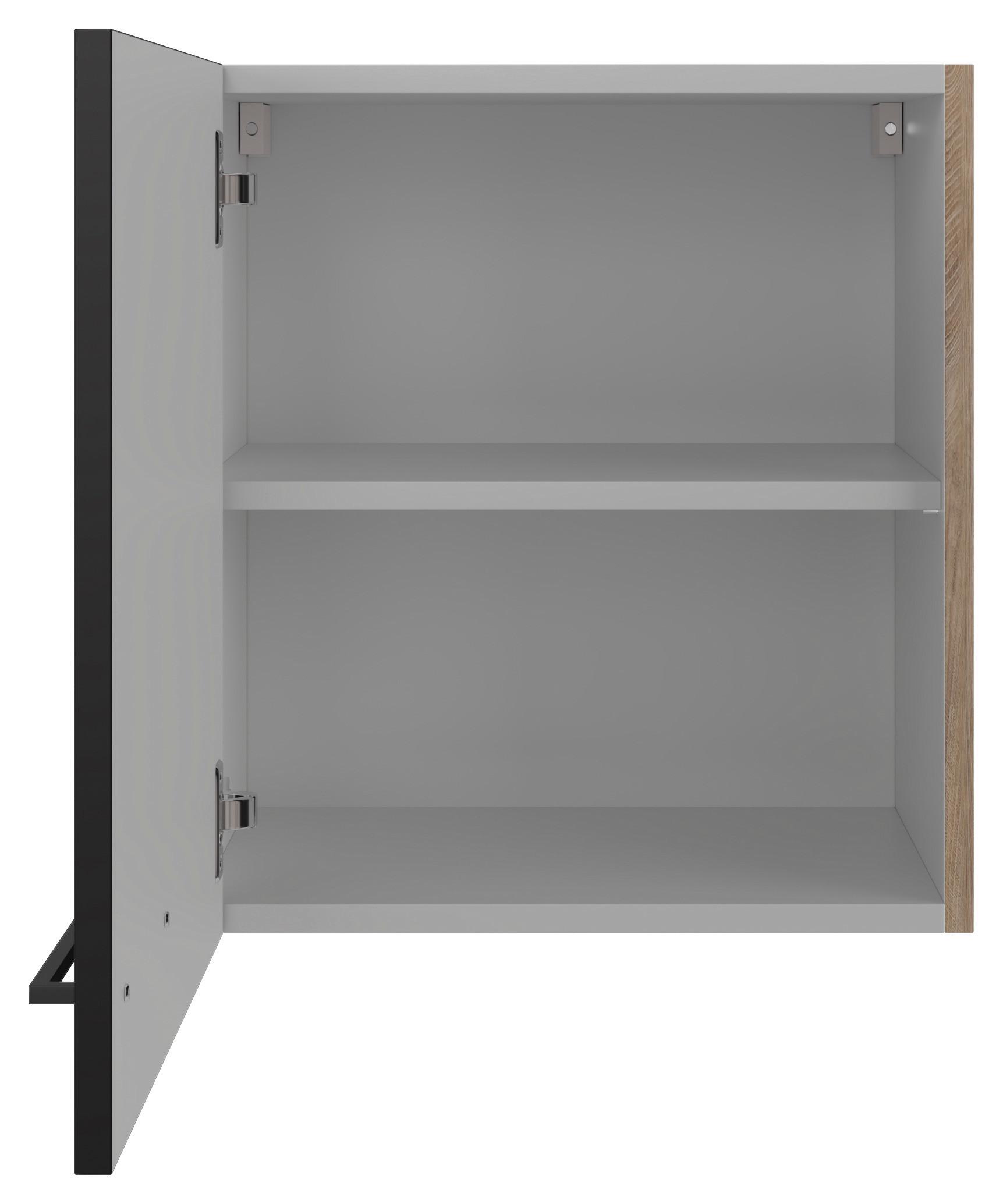 Kuhinjska Zgornja Omarica Capri, Črna, Hrast - črna/barve hrasta, Konvencionalno, kovina/leseni material (50/54,8/32cm) - FlexWell