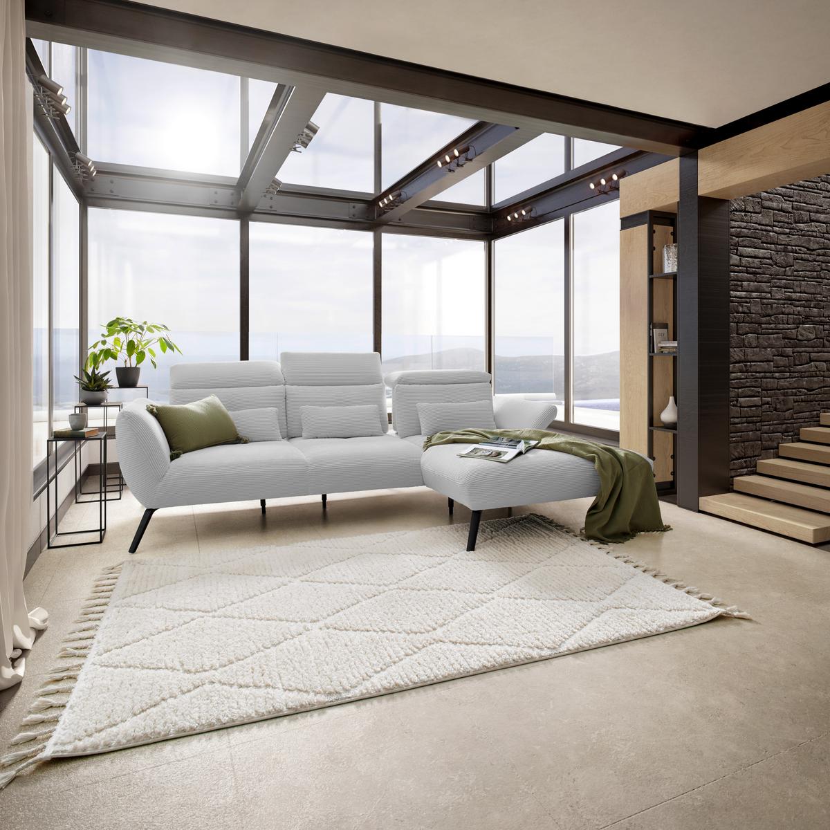 Wohnlandschaft Seattle Hellgrau - Hellgrau/Schwarz, MODERN, Holzwerkstoff/Textil (301/196cm) - Premium Living