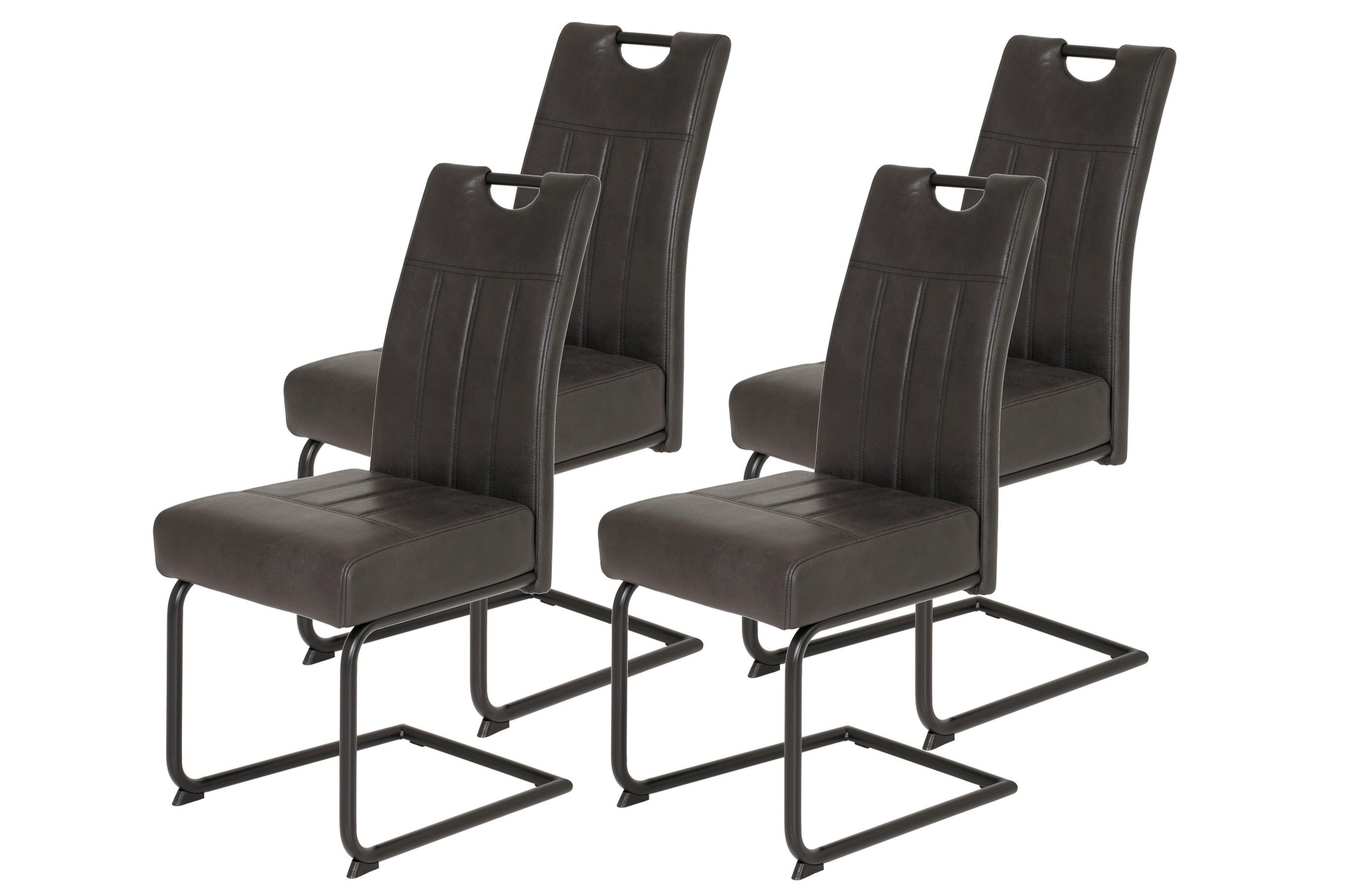 Schwingstuhl-Set Betty S 4er-Set ca. 43x99 cm Anthrazit - Anthrazit/Schwarz, MODERN, Textil/Metall (43/61/99cm) - MID.YOU