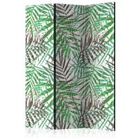 Paravan Wild Leaves, 3-Delni, Dvostranski - siva/svetlo zelena, Basics, tekstil/les (135/172/3cm) - artgeist