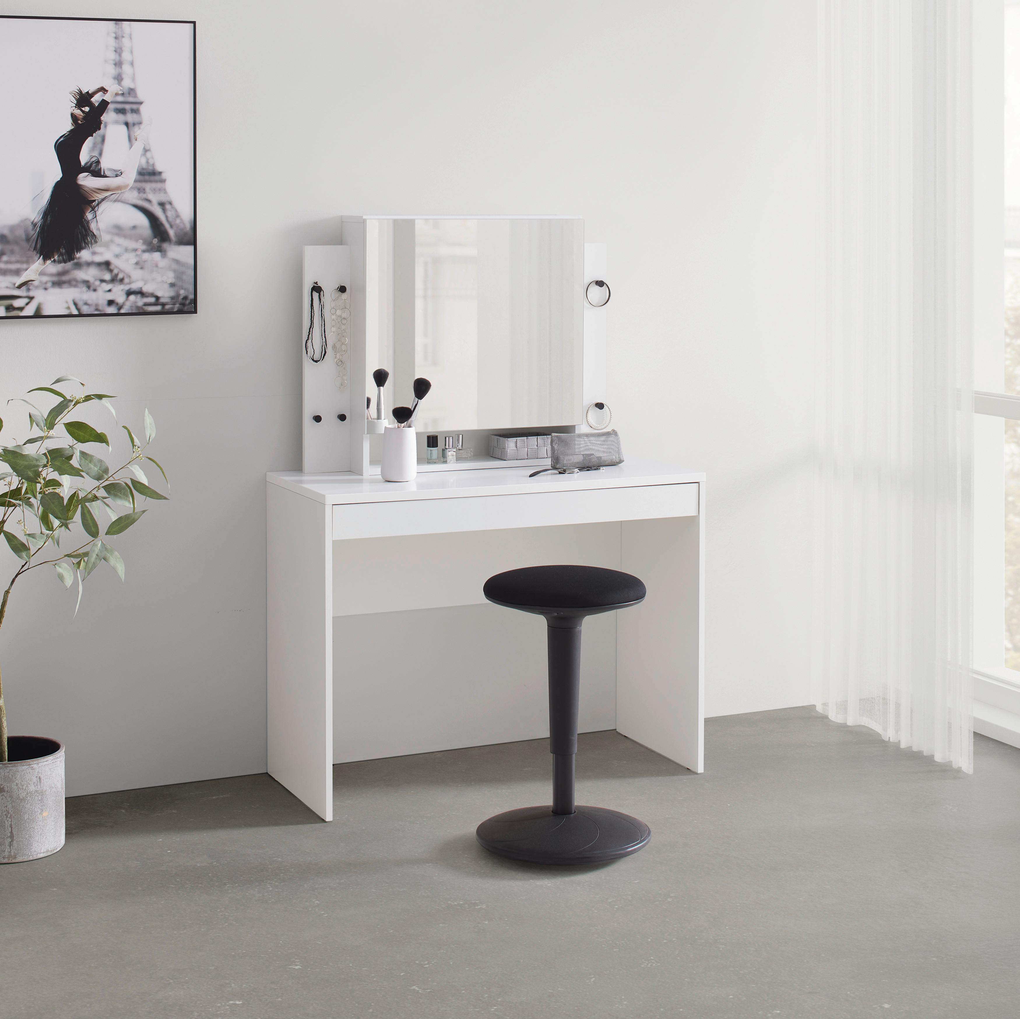 Schminktisch Eva II in Weiß - MODERN, Glas/Holzwerkstoff (100/140/45cm) - Mömax