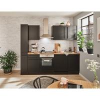 Küchenblock Jazz mit Geräten ca.250cm Schwarz - Eichefarben/Schwarz, LIFESTYLE, Holzwerkstoff/Kunststoff (250cm) - P & B