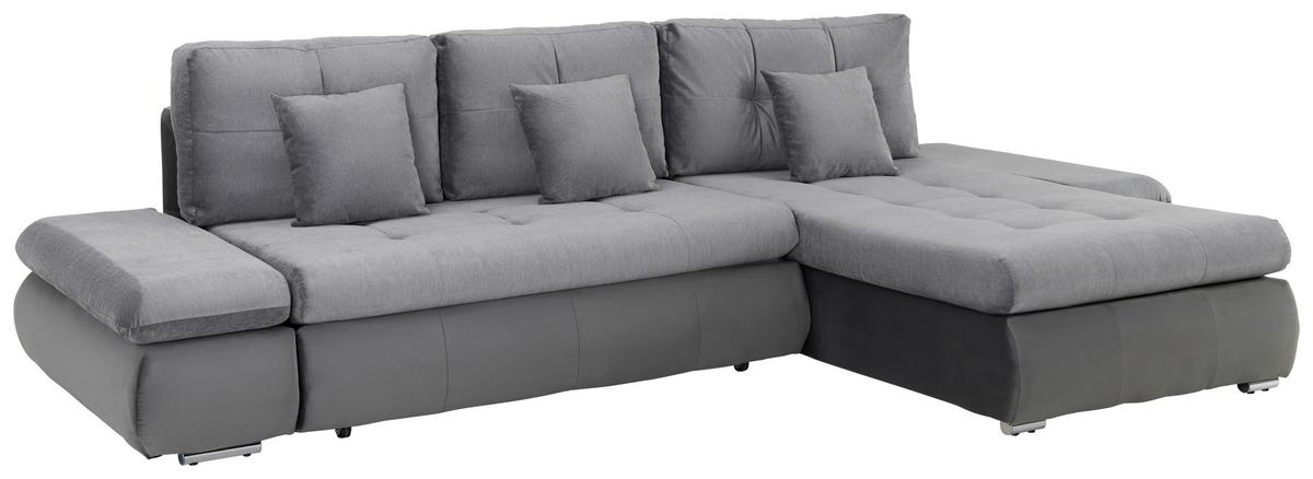 Wohnlandschaft in Anthrazit - Chromfarben/Anthrazit, KONVENTIONELL, Kunststoff/Textil (303/88/185cm) - Mömax