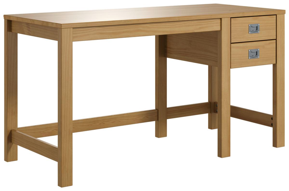 BIURKO ETERNO - kolor srebrny/kolor naturalny, Natur, materiał drewnopochodny/metal (140/60/75cm) - Livetastic