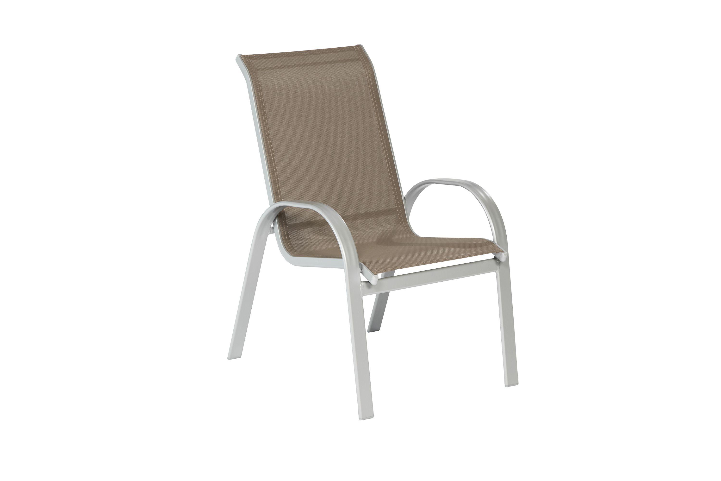 Gartensessel stapelbar Amalfi Aluminium / Polyester - Taupe/Silberfarben, KONVENTIONELL, Textil/Metall (56/97/76cm) - Gardenson