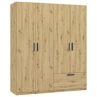 Drehtürenschrank Milos Eiche Artisan - Schwarz/Eiche Artisan, MODERN, Holzwerkstoff/Kunststoff (180/210/52cm) - Mömax