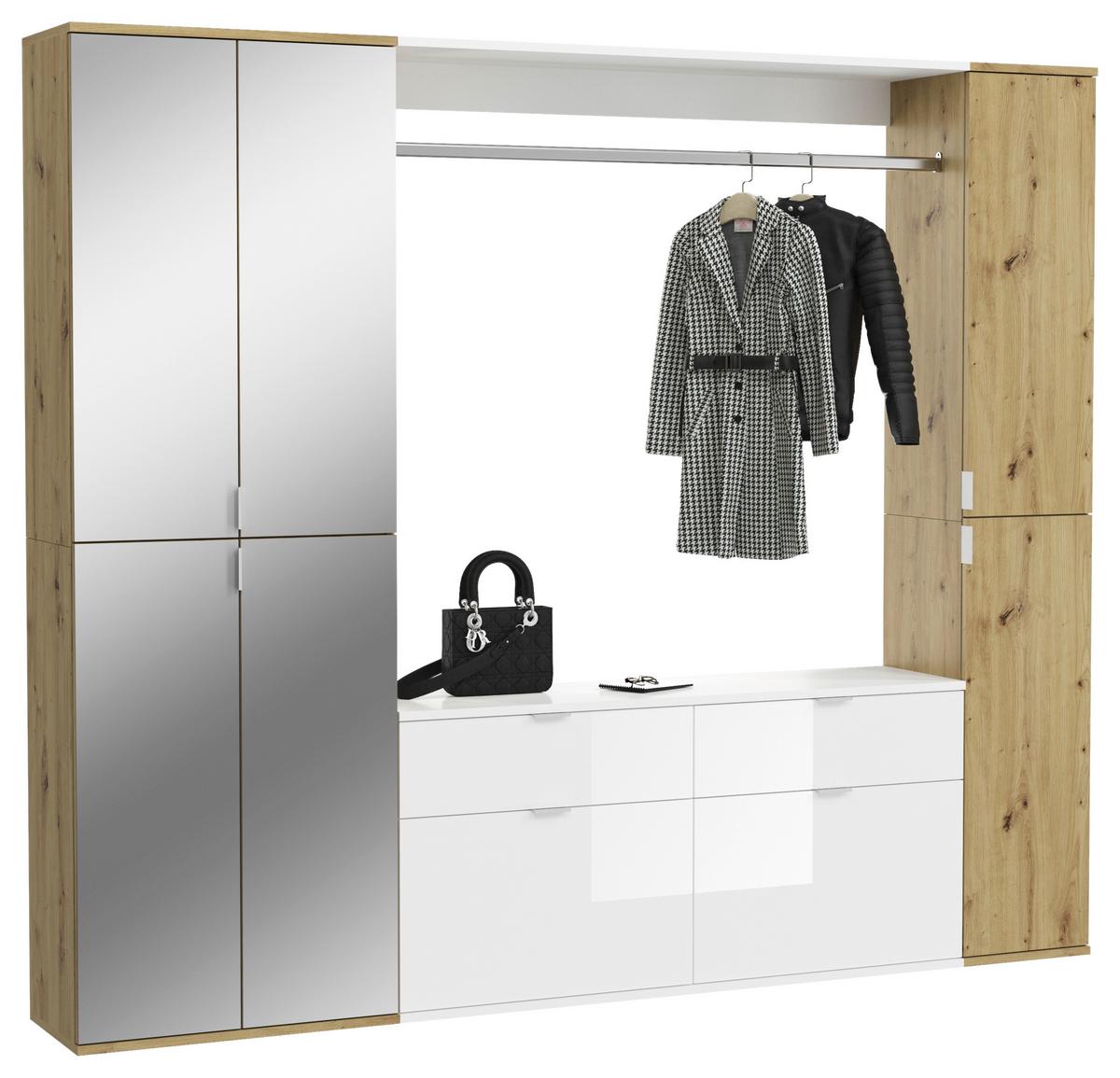 Serija Predsoblja Projekt X - bijela visoki sjaj, Konvencionalno, staklo/drvni materijal (212/193/34cm) - Modern Living